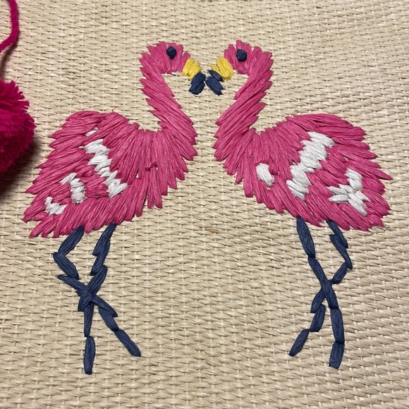 NEW! Embroidered FLAMINGO 🦩 🦩 XL makeup bag - Picture 2 of 5